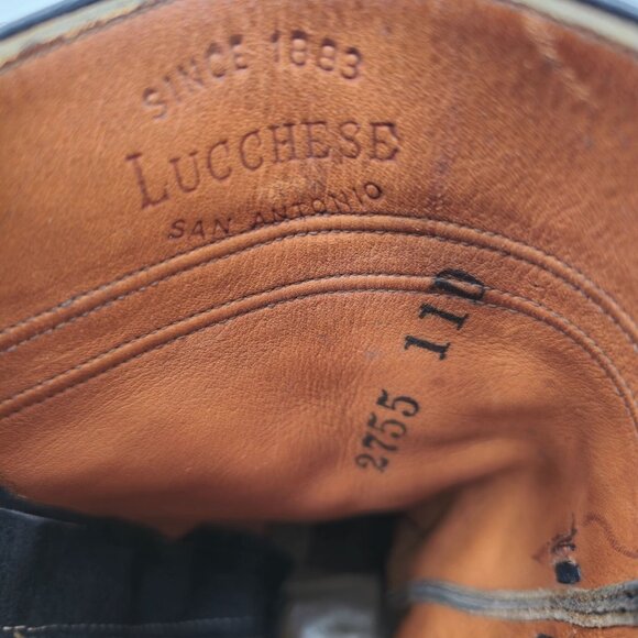 Vintage Lucchese San Antonio Mens 11D Black Leather Zip Cowboy Western Boots - Picture 4 of 13